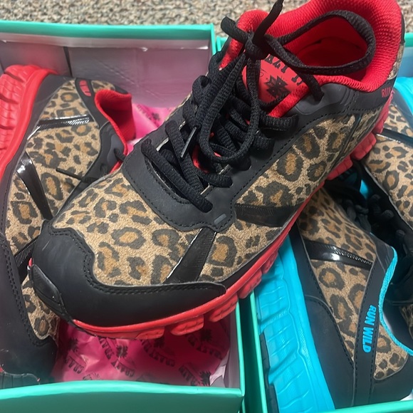 2 pairs! Crazy train leopard print sneakers. Size 8. Used once. - Picture 2 of 7